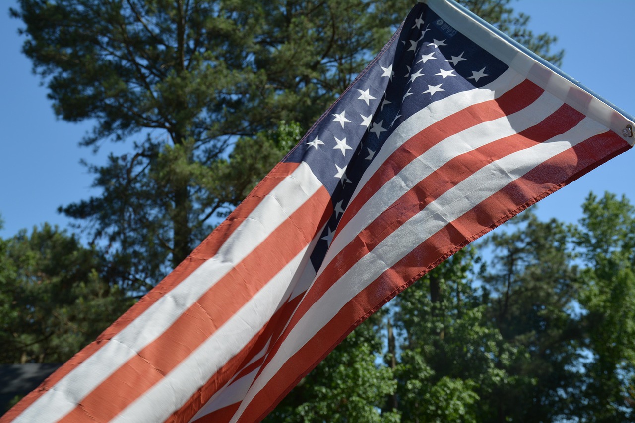 American flag waving outdoors