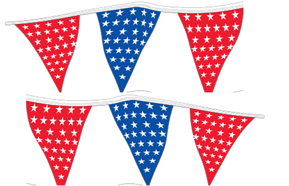 Americana Pennants Pennants made of plastic, sewn on plastic covered