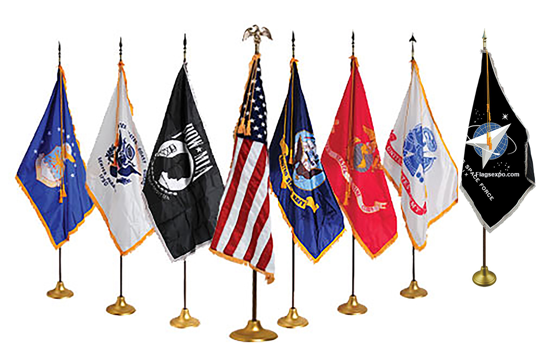 US MIlitary Parade Flag Sets, Indoor Military Flags,