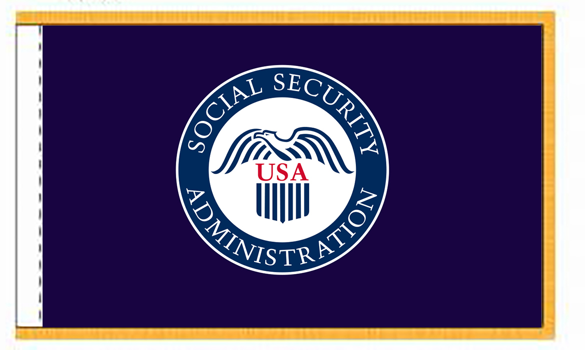 Social Security Admin Indoor Presentation Flags are made in USA by